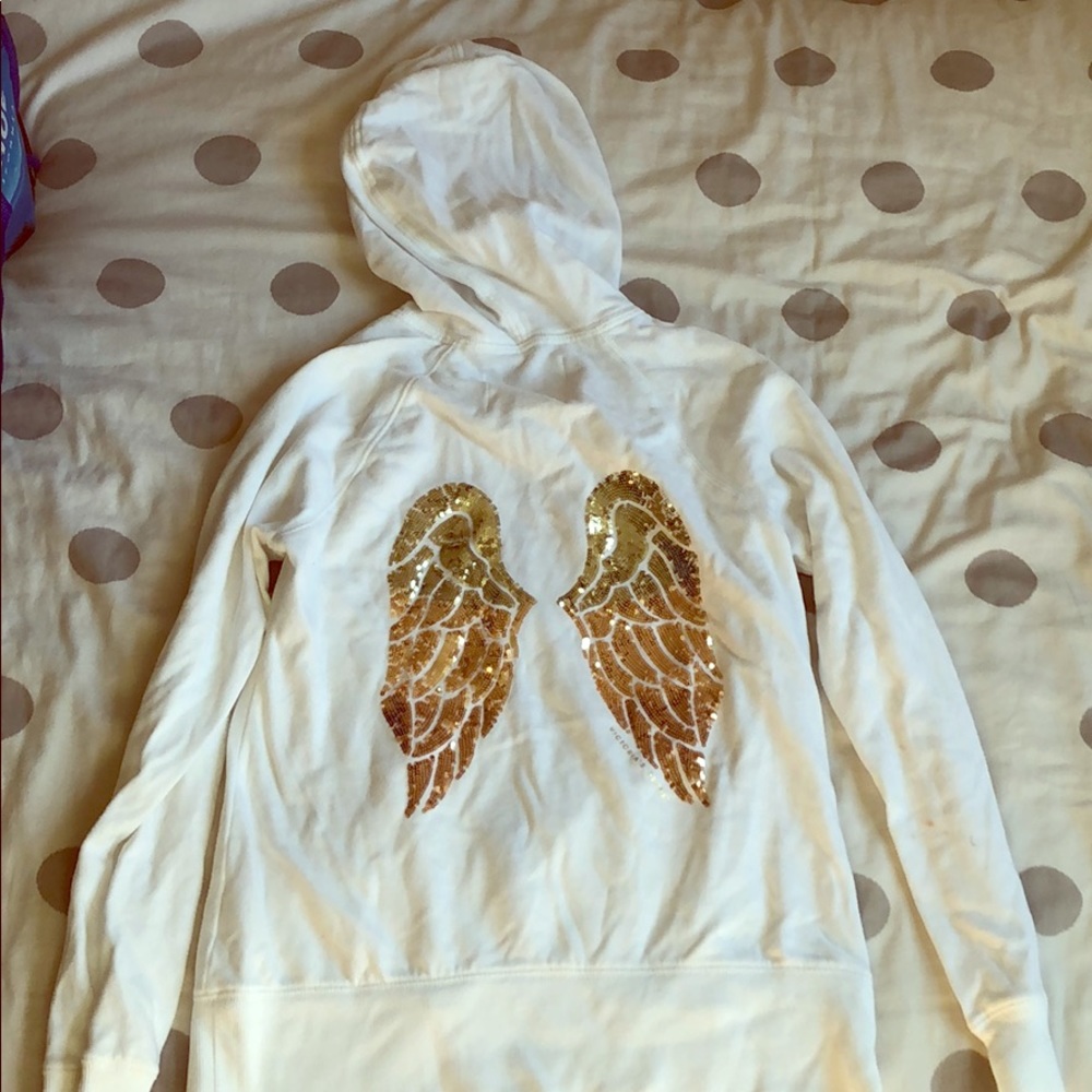 White Victoria’s Secret hoodie. Angel wings small
